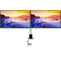 Bouloir de bureau blanc de la pince blanche 2 bras à double moniteur